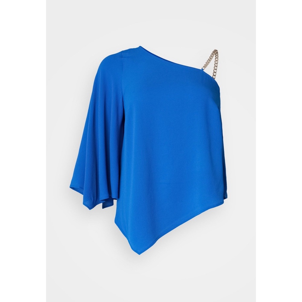 Michael Kors One Shoulder Chain Detail Top Grecian Blue Plus Size 0X - Picture 2 of 3